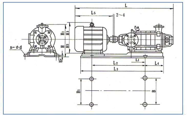 D、DG型臥式多級離心泵安裝結構圖