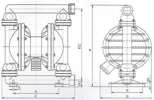 氣動隔膜泵結(jié)構(gòu)圖 氣動隔膜泵結(jié)構(gòu)圖